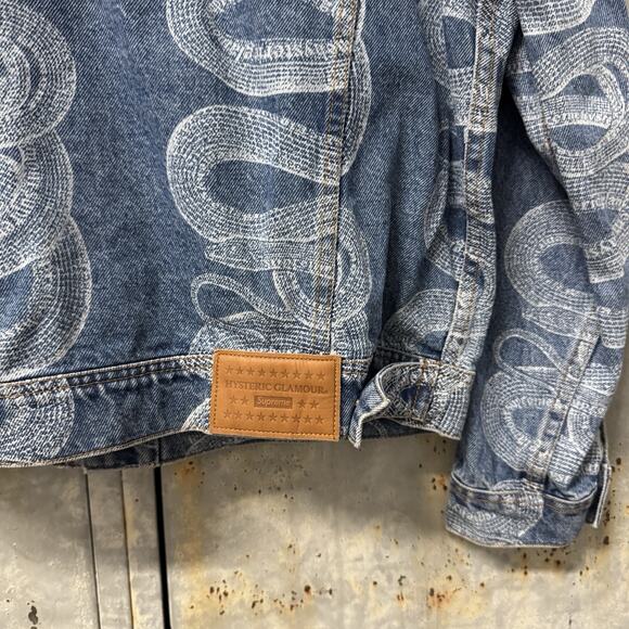 Hysteric Glamour x Supreme Denim Snake Trucker Jacket Blue Medium SS21 - Picture 6 of 10
